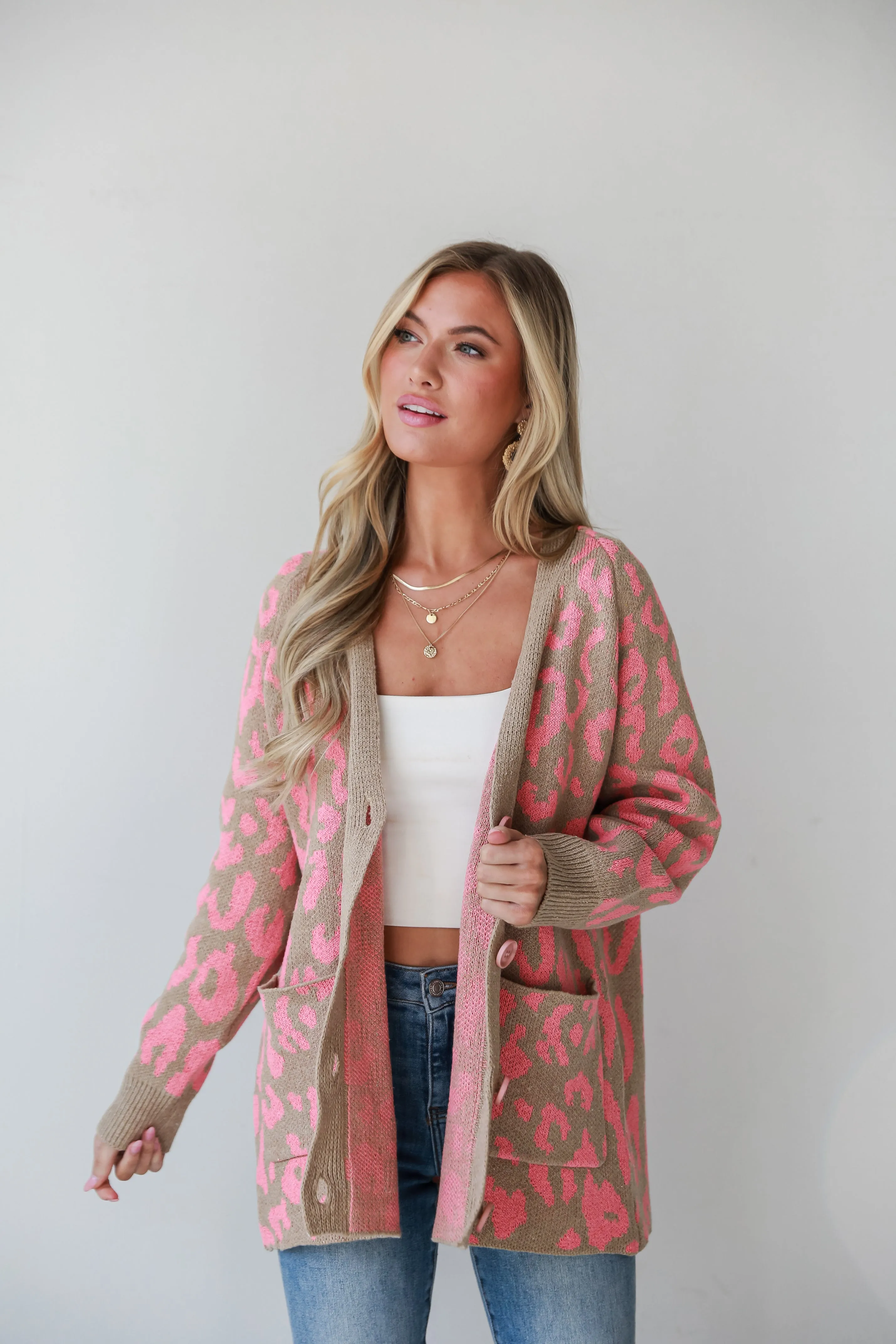 FINAL SALE - Fierce Darling Pink Leopard Sweater Cardigan