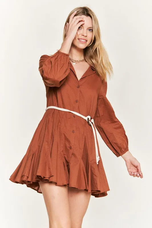 Flared Button Down Shirt Dress