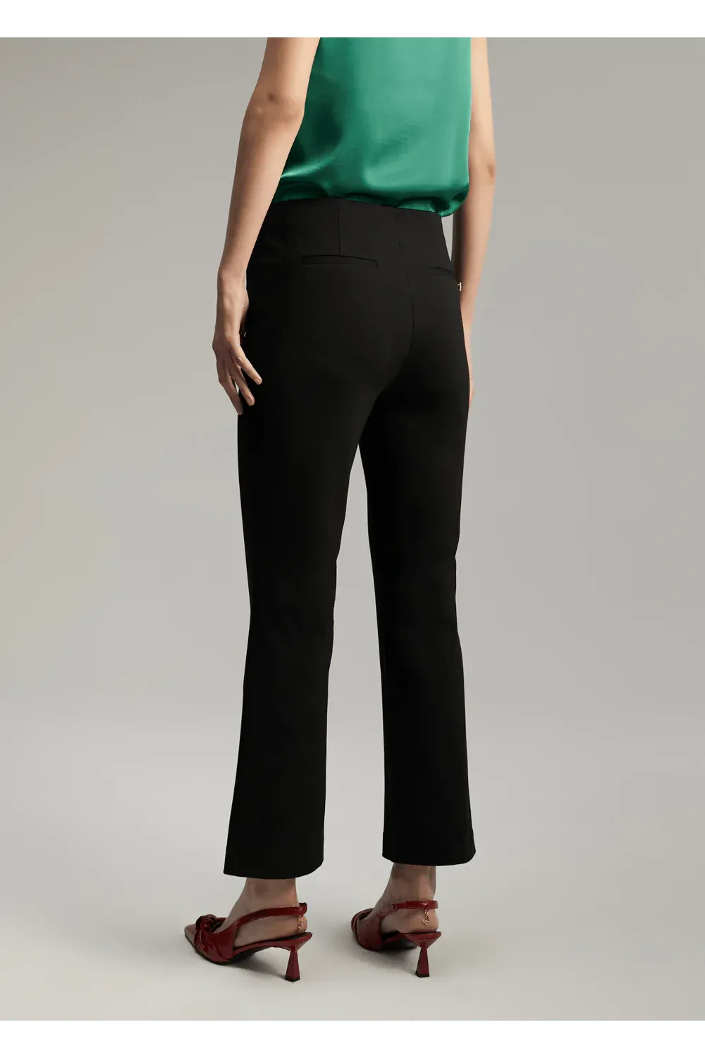 Flared pants with centre buttons - black