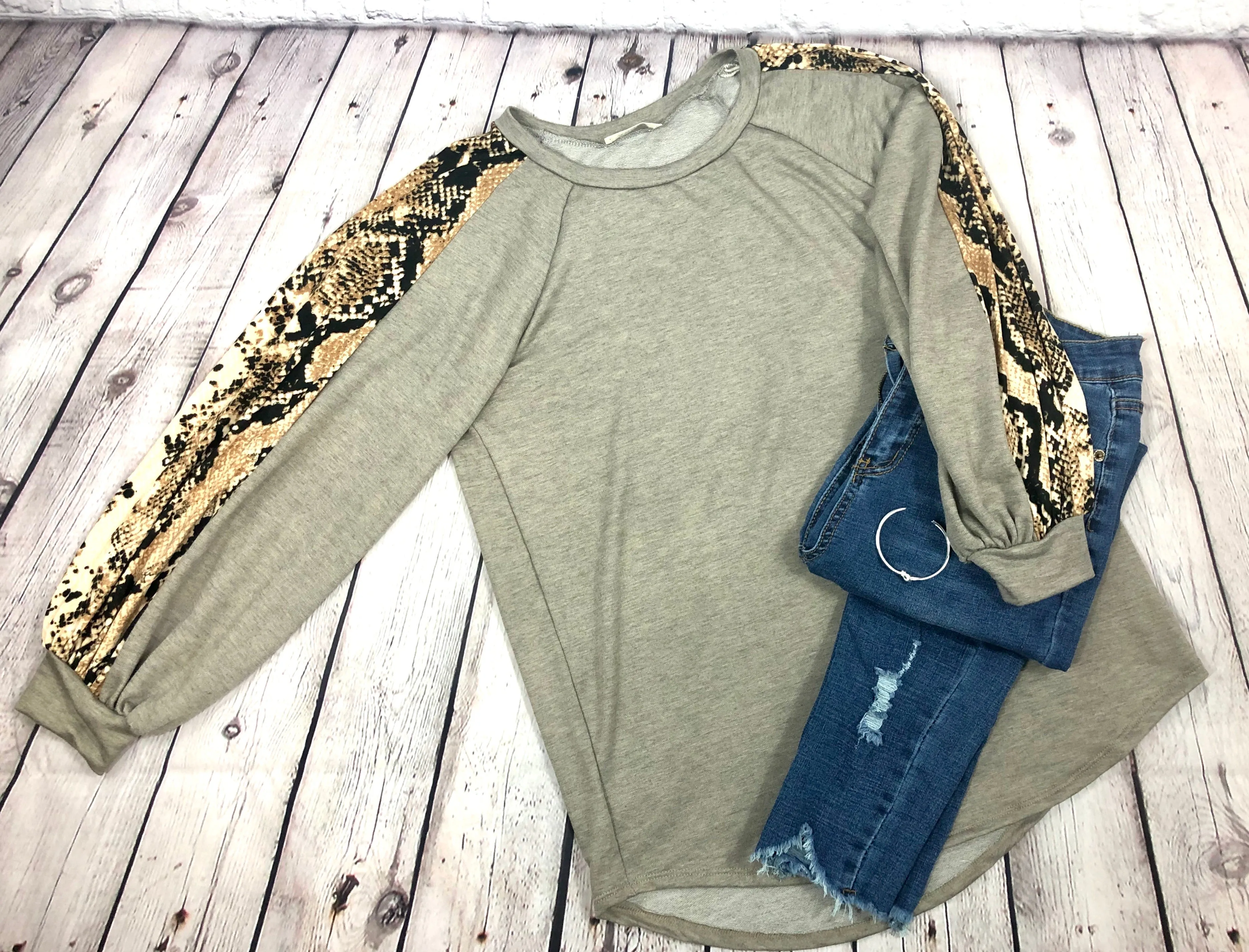 French Terry Snake Print Top