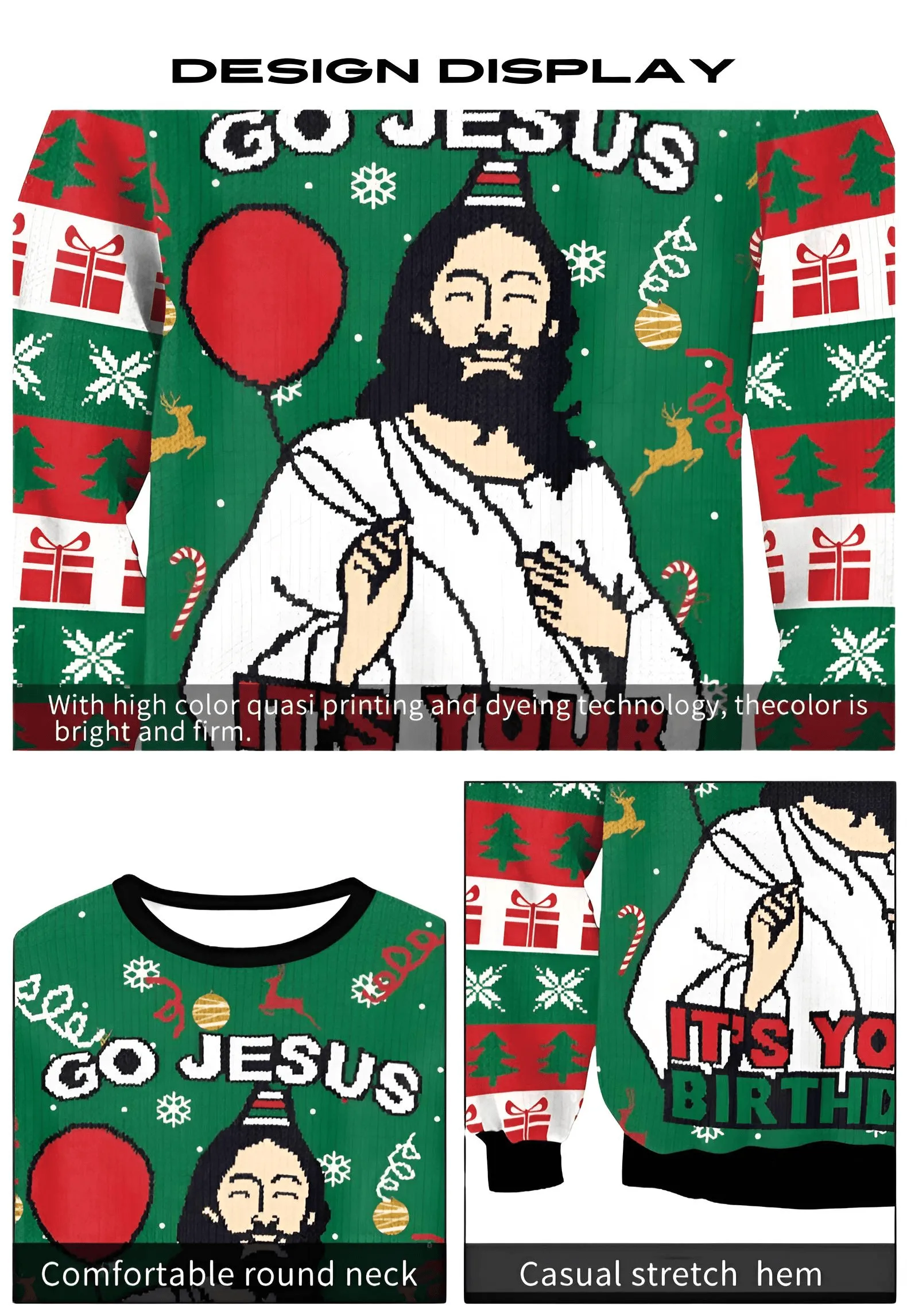 Funny Ugly Christmas Sweaters Jumpers Holiday Party Xmas Sweatshirts