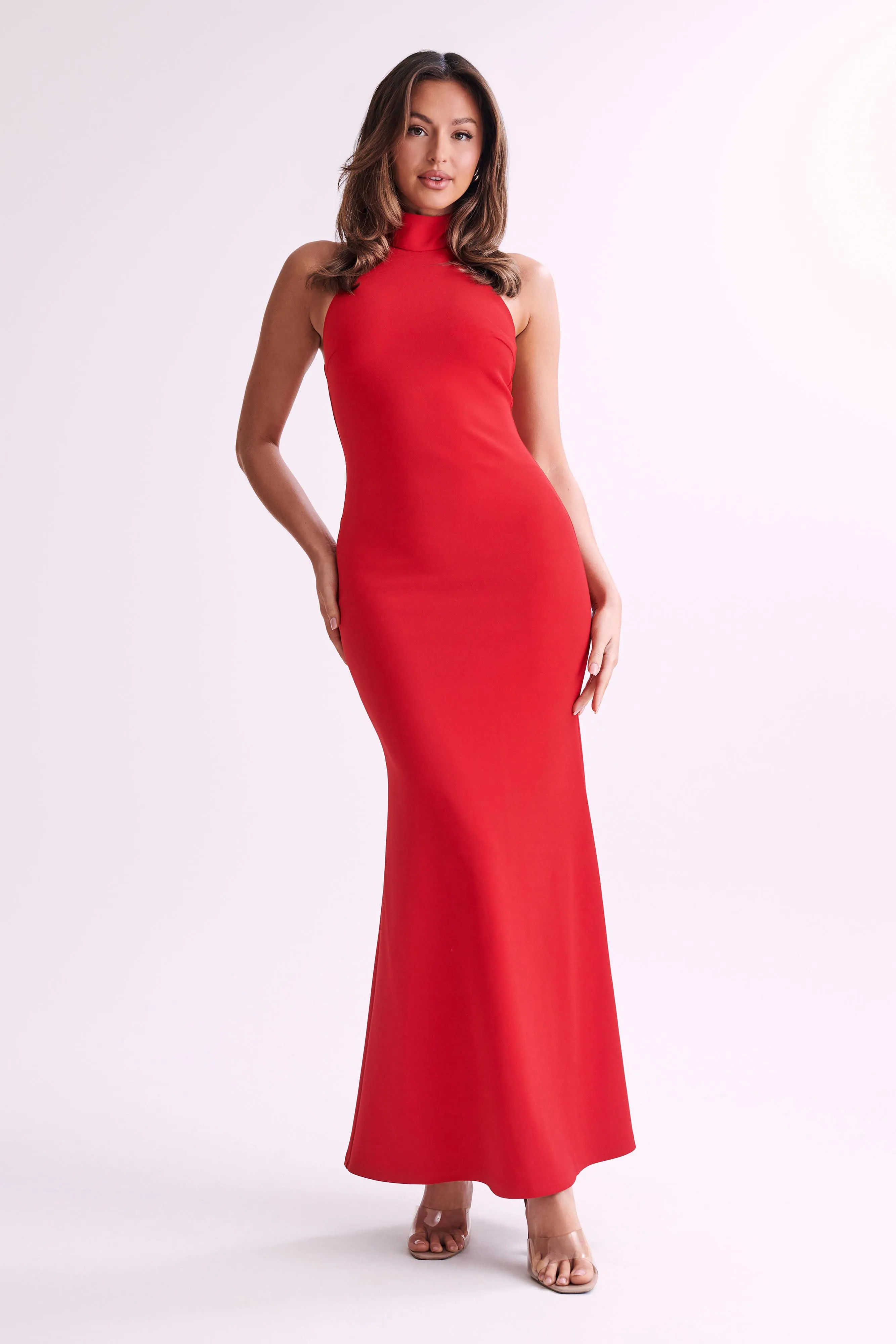 Genesis High Neck Maxi Dress - Red