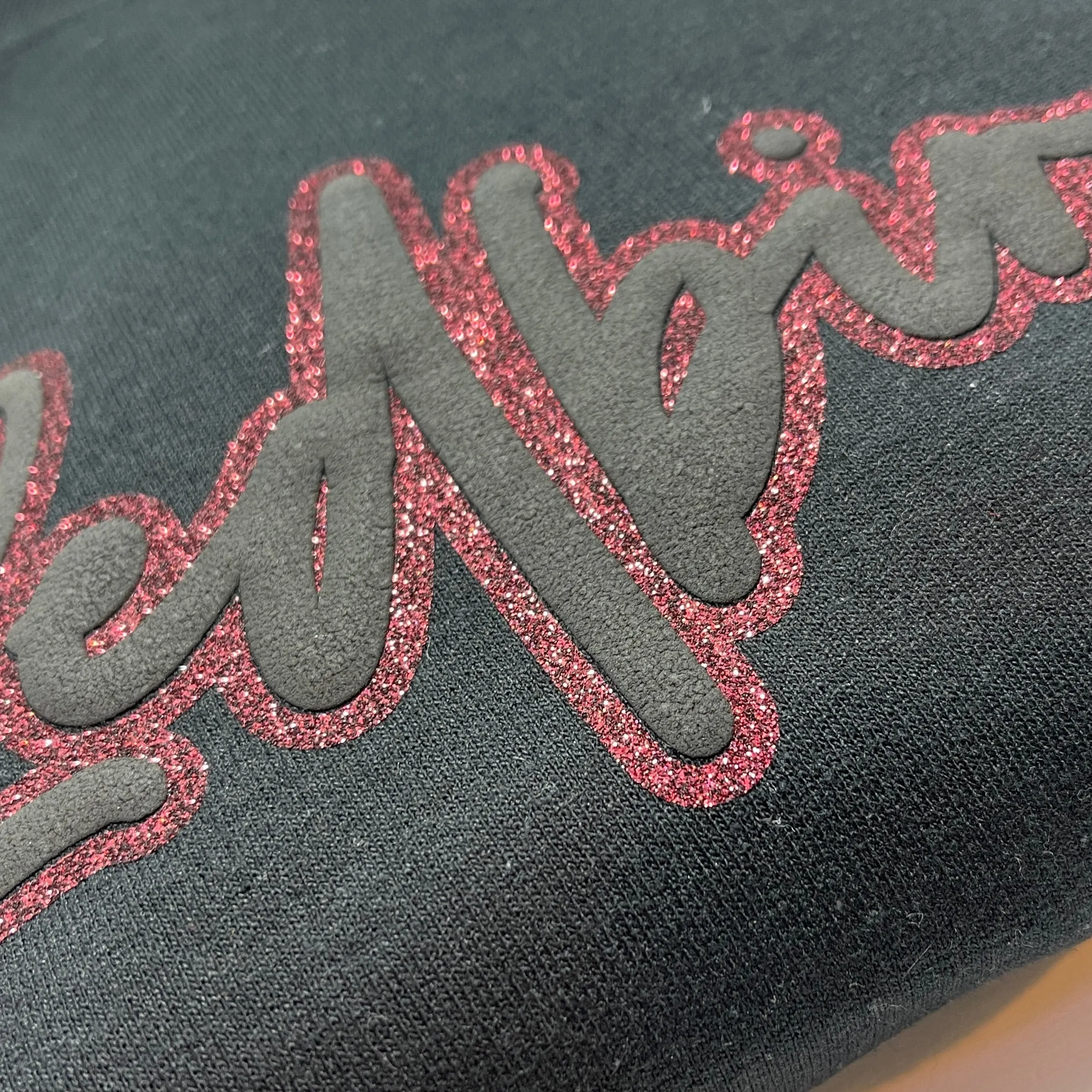 Glitter & Black Embossed Redbirds Hoodie Sweatshirt - 3D Puff Lettering