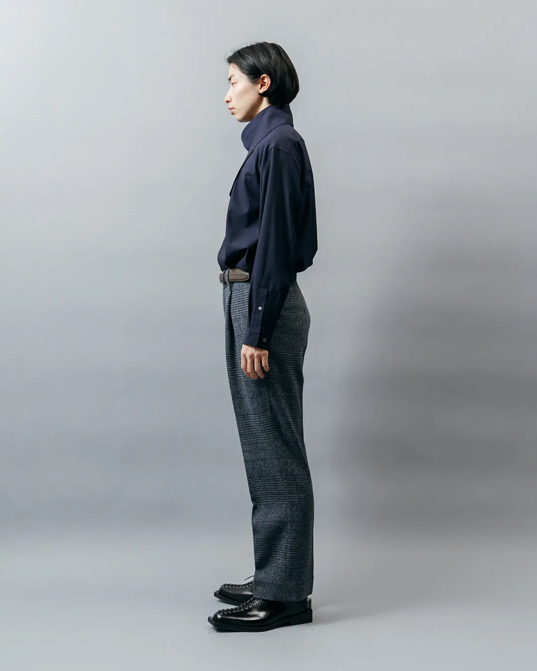 HEAVY WOOL ONETUCK STRAIGHT TROUSERS .10【GLEN CHECK】