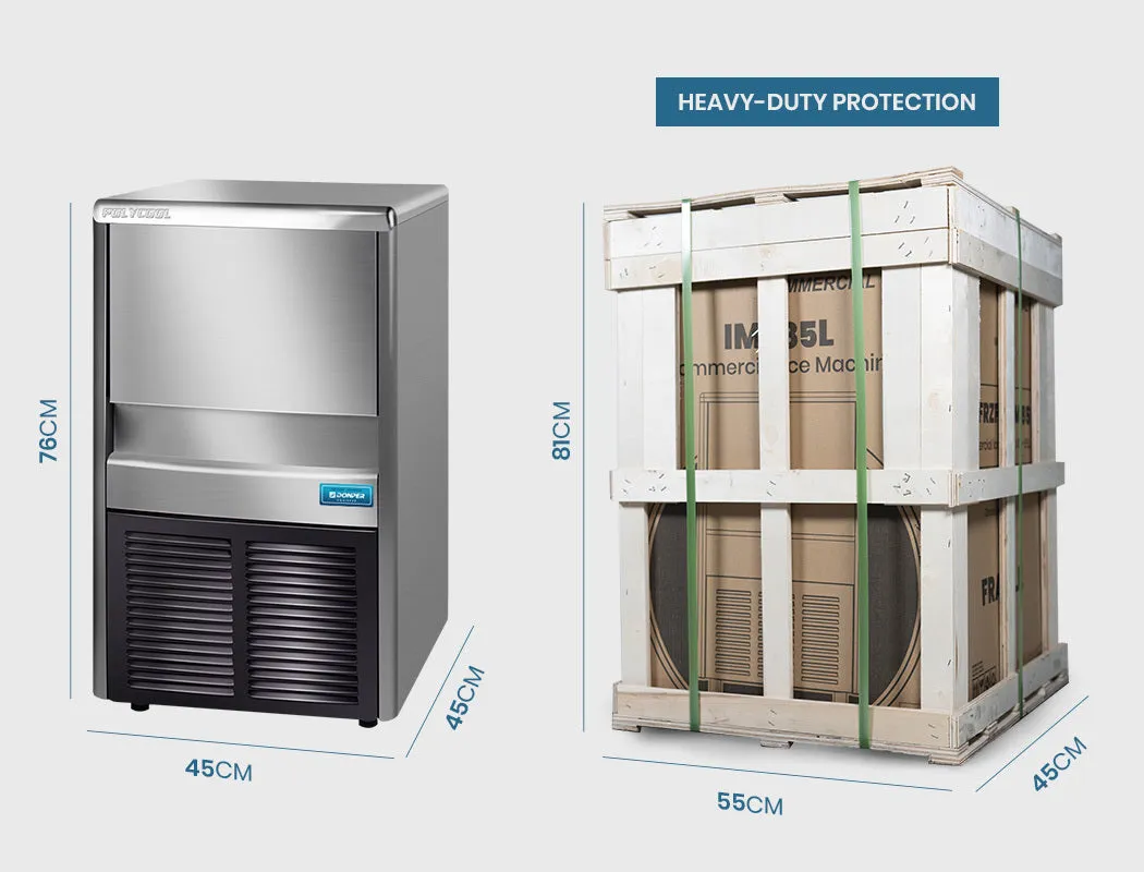 High Yield Ice Cube Maker, Stainless Steel, 60kg/day - PolyCool