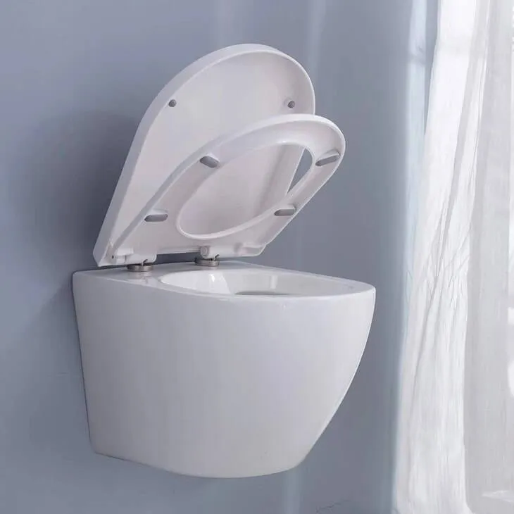 HOMELODY Bathroom Double Powerful Close Coupled Ceramic Wall Hung Toilet Seats Water Saving Anti-noise