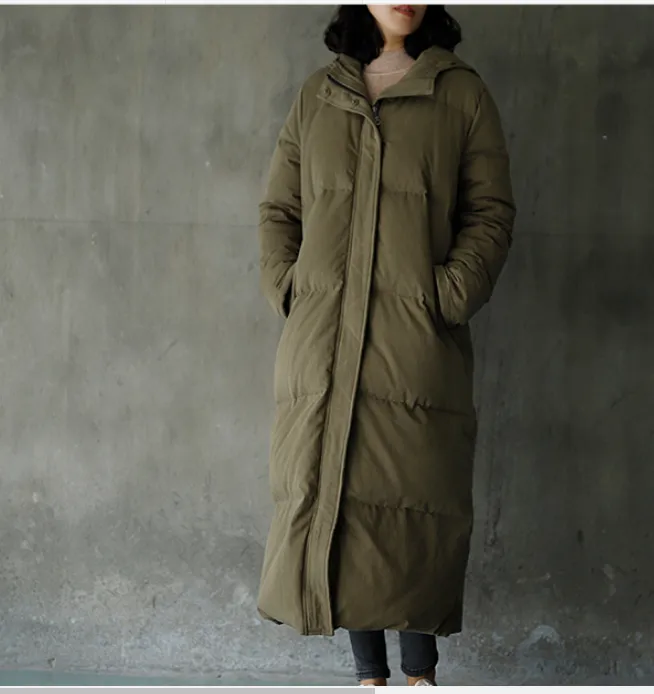 Hooded long Puffer Coat Women DownWinter Jacket Long Women Down Coat 21108