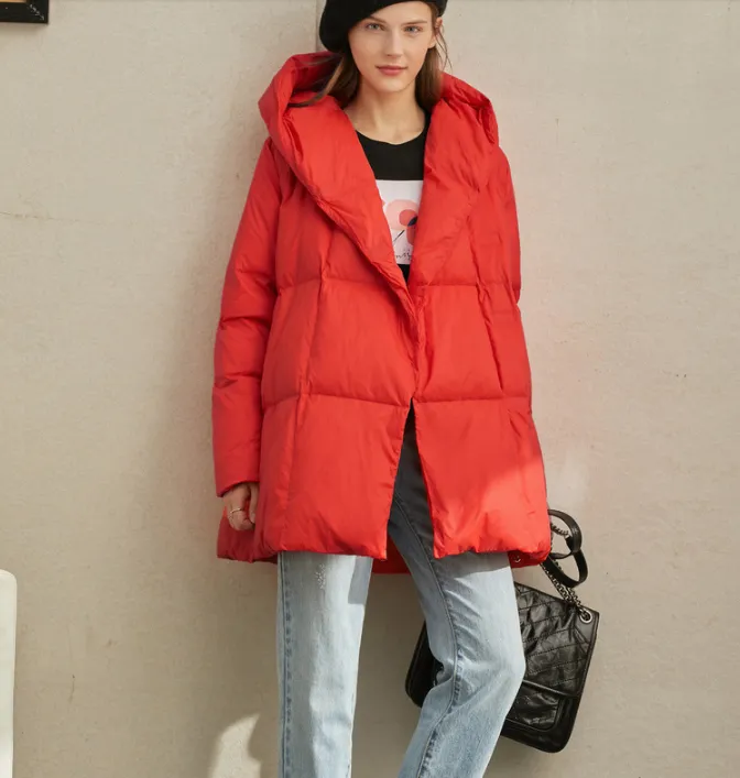 Hooded Women Puffer Coat Loose Winter Jacket Winter Women Down Coat 56328