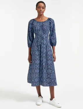 Ingrid Organic Cotton Maxi Dress - Blue Shibori Print