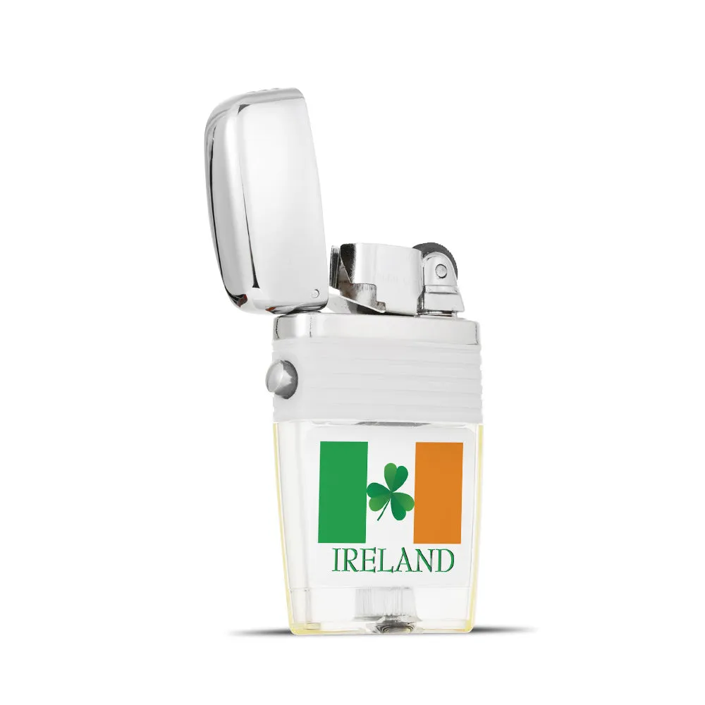 Irish Flag with Shamrock Lighter - Soft Flame Lighter - Crystal Clear Vintage Lighter