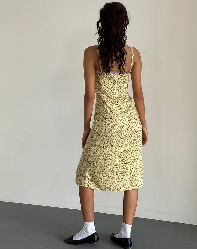 Isaure Midi Dress in Flowing Flower Yellow