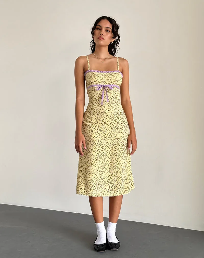 Isaure Midi Dress in Flowing Flower Yellow