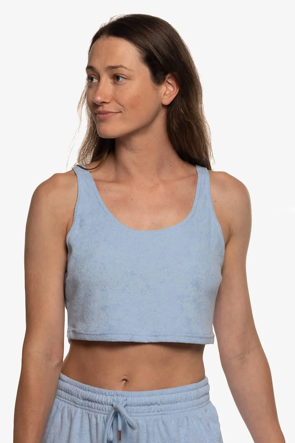 Ivy Cropped Terry Cloth Tank - Sky