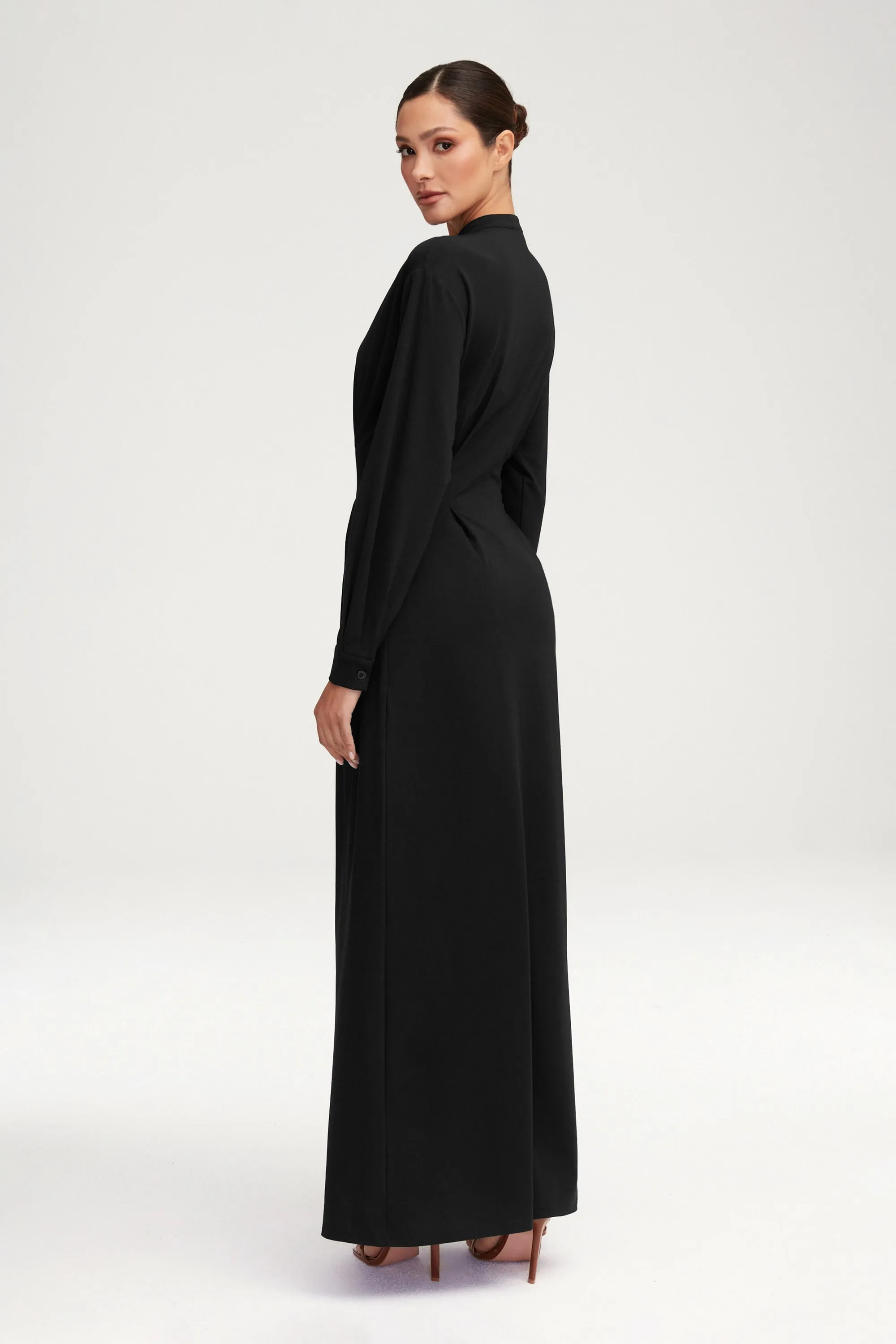 Ivy Jersey Button Down Maxi Dress - Black