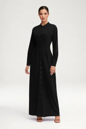 Ivy Jersey Button Down Maxi Dress - Black