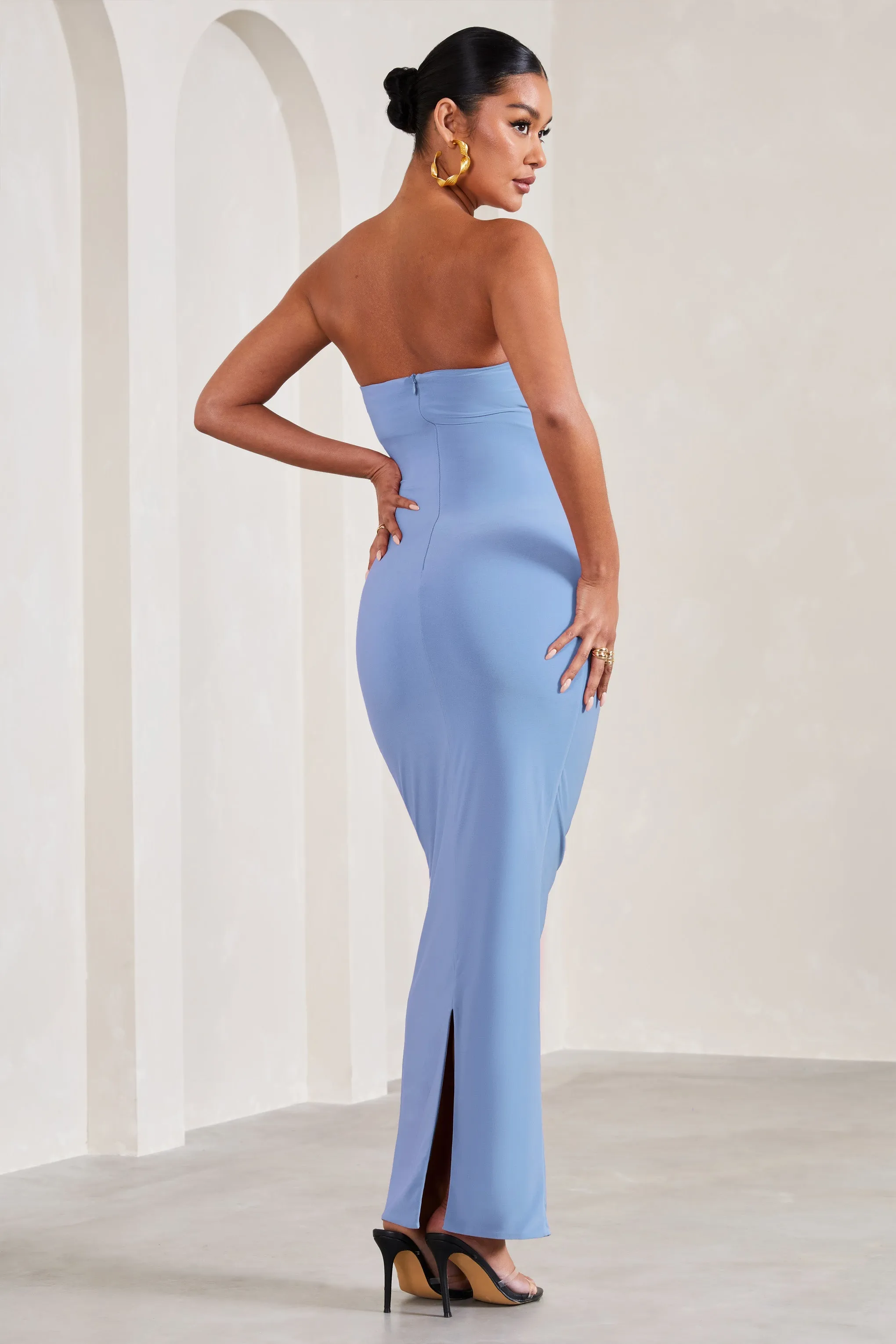 Juniper | Powder Blue Strapless Maternity Maxi Dress