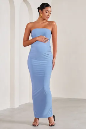 Juniper | Powder Blue Strapless Maternity Maxi Dress