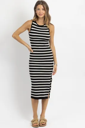 KAIA STRIPED MIDI DRESS