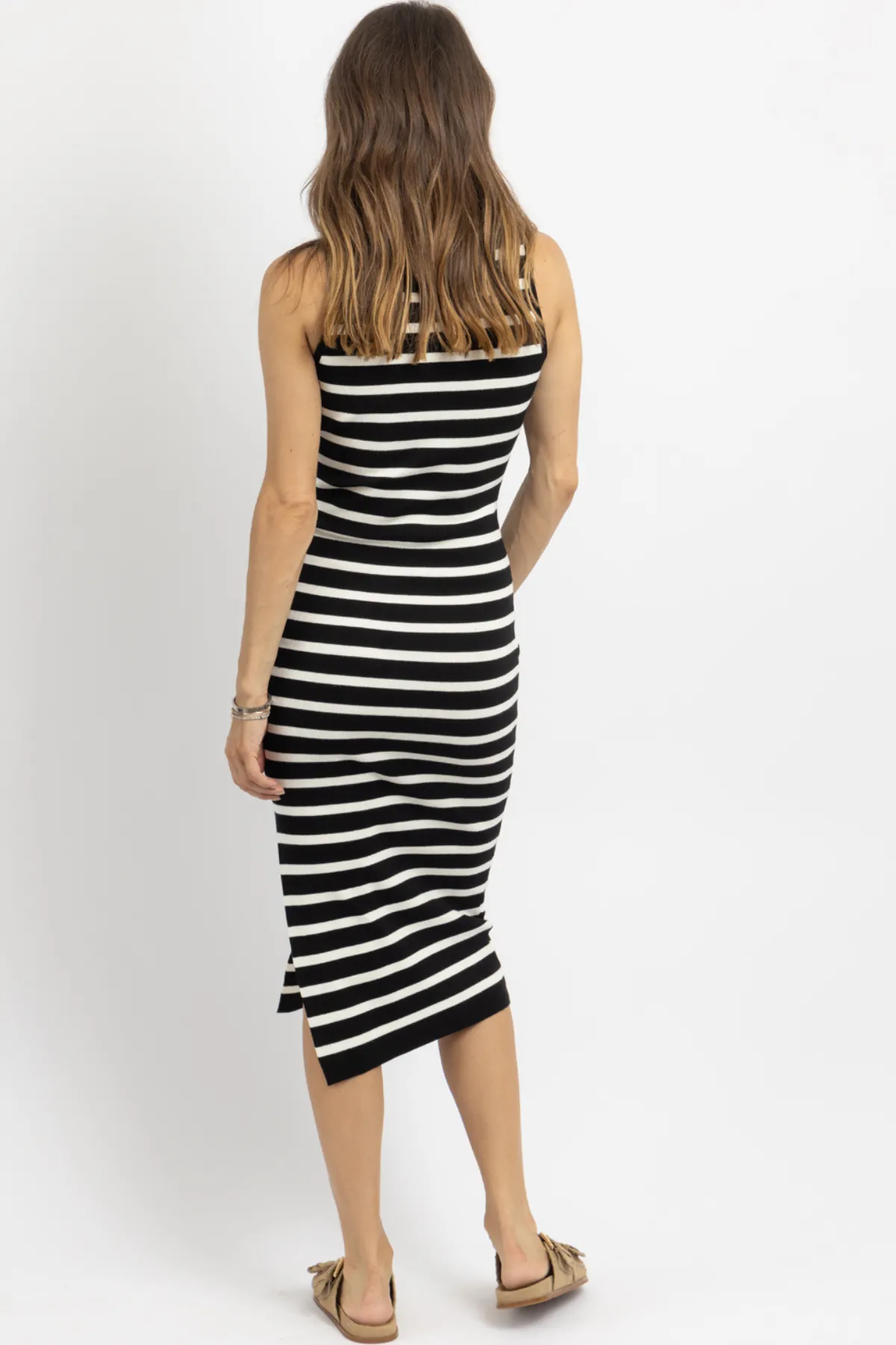 KAIA STRIPED MIDI DRESS