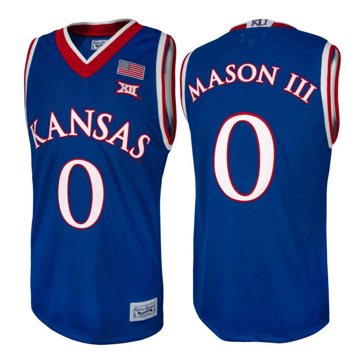 Kansas Jayhawks Frank Mason III #0 Retro Brand Authentic Basketball Blue Jersey