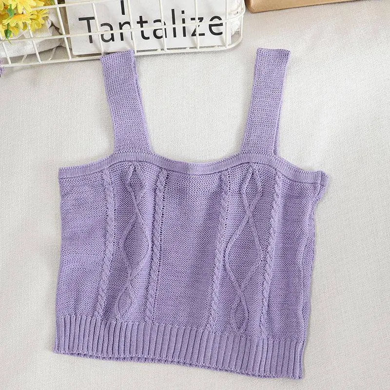 Kaylee Sleeveless Crop Knitted Tank Top