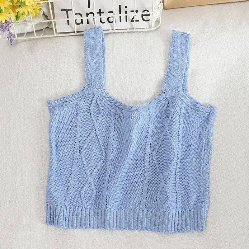 Kaylee Sleeveless Crop Knitted Tank Top