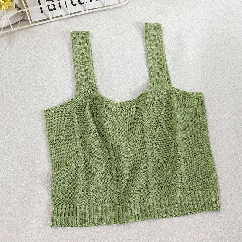 Kaylee Sleeveless Crop Knitted Tank Top