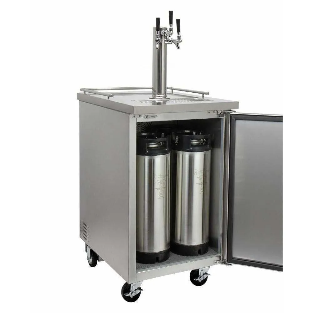 Kegco 24" Wide Cold Brew Coffee Triple Tap All Stainless Steel Kegerator ICXCK-1S-3