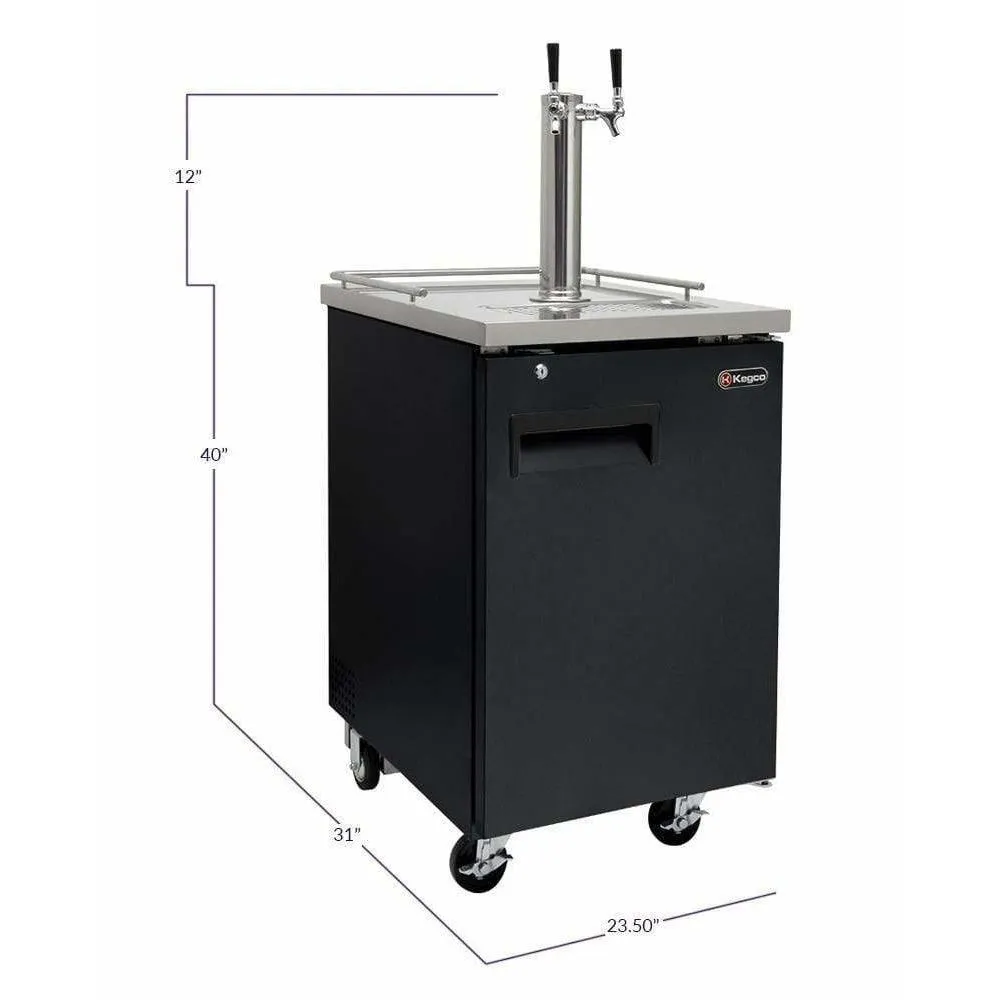 Kegco 24" Wide Dual Tap Black Home Brew Kegerator HBK1XB-2