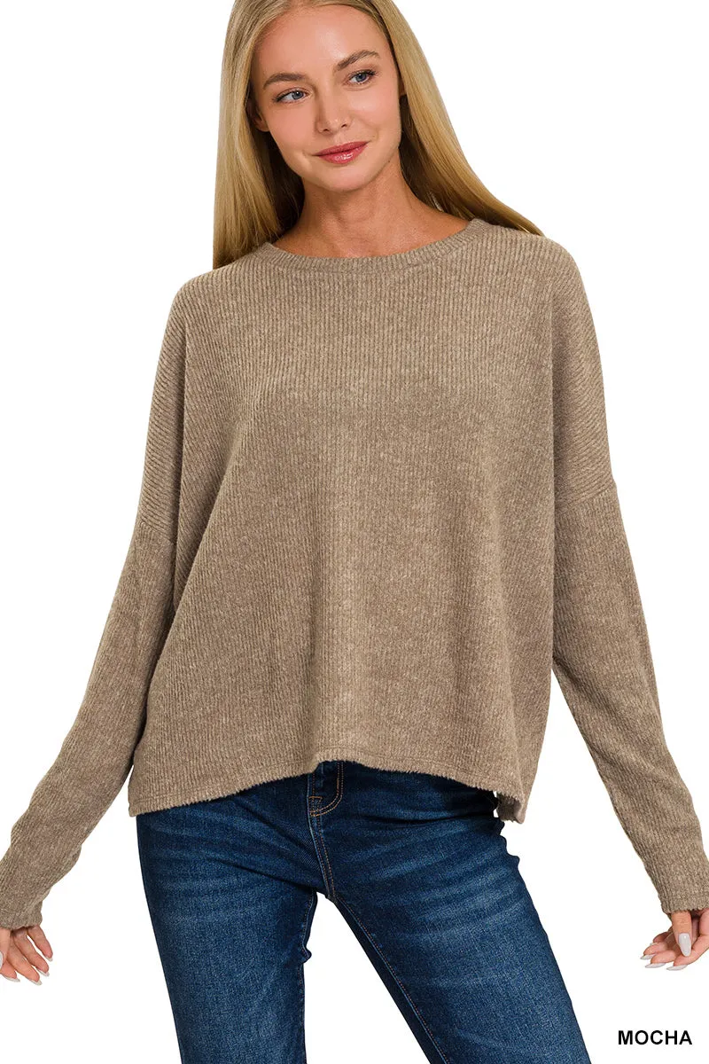 Kelly Green Ribbed Dolman Sweater