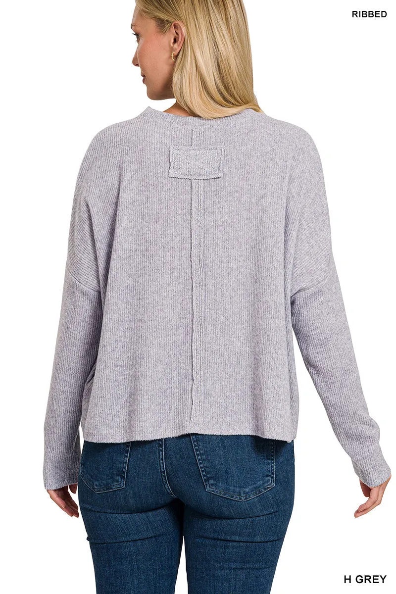 Kelly Grn Ribbed Dolman Sweater