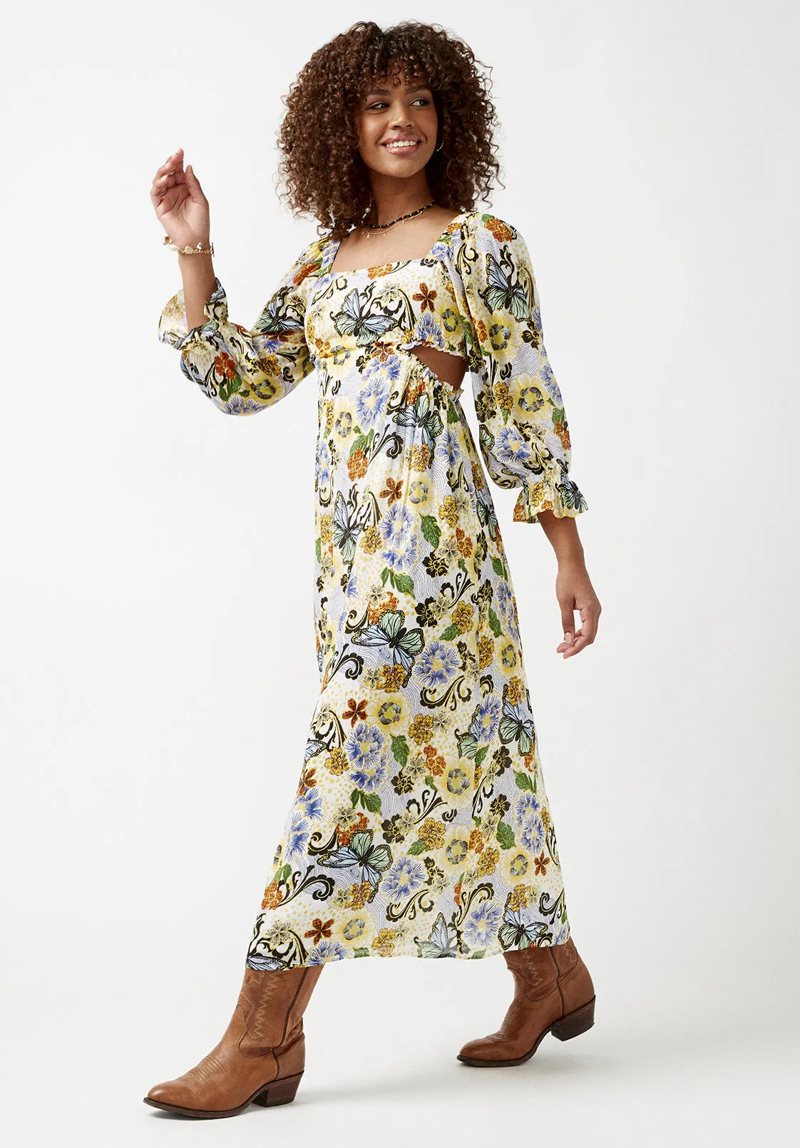 Kerry Butterfly Print Cut-Out Maxi Dress - WD0008S