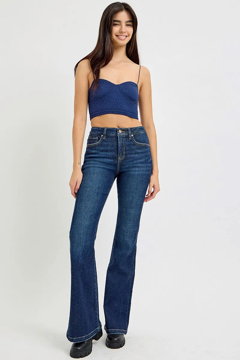 kesley RISEN Full Size High Rise Flare Jeans with Pockets