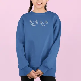 Kids Royal Custom Embroidered Crewneck Sweatshirt - Cat Ears with Name