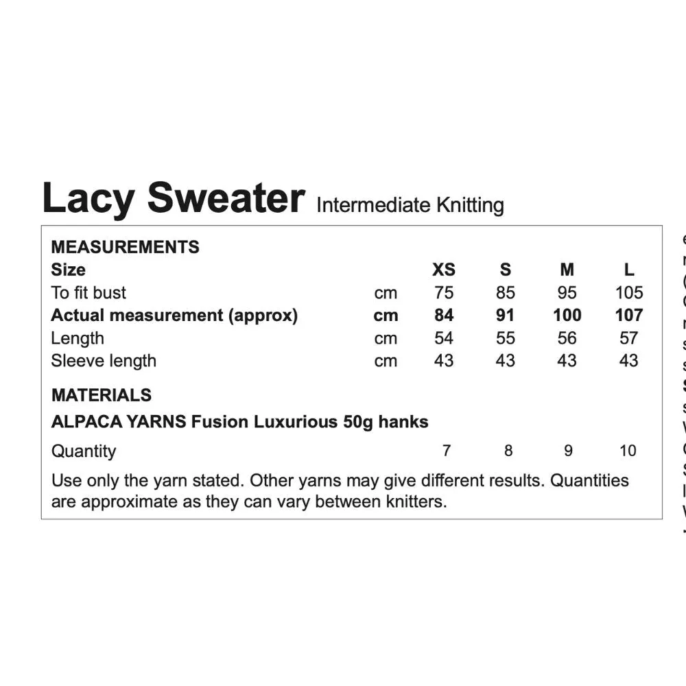 Lacy Sweater Knitting Pattern (2013)