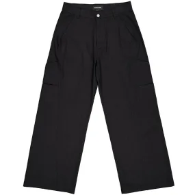 Layered side pocket cotton pants black