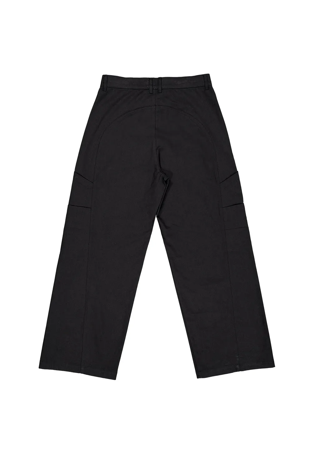 Layered side pocket cotton pants black