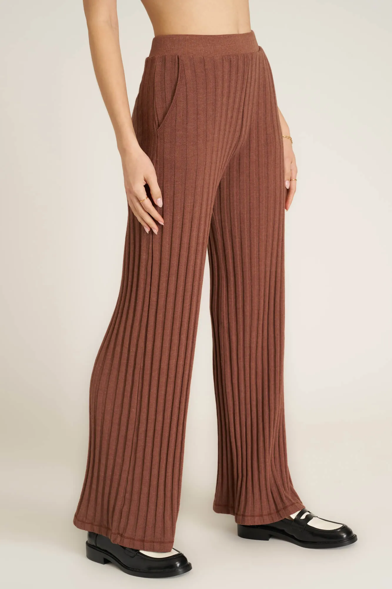 Lights Out Rib Pant - Russet Brown