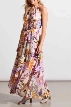 Lined Maxi Dress With Embroidered Neckline