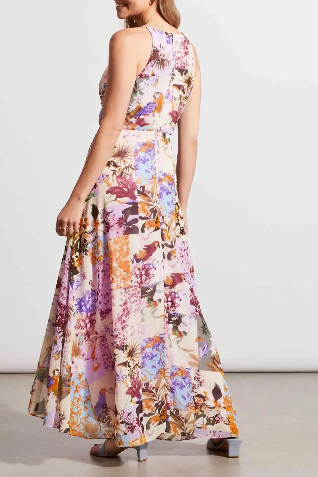 Lined Maxi Dress With Embroidered Neckline