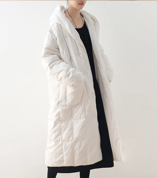 Long Casual Loose Puffer Coat,Hooded Winter Women Down Jacket 5561