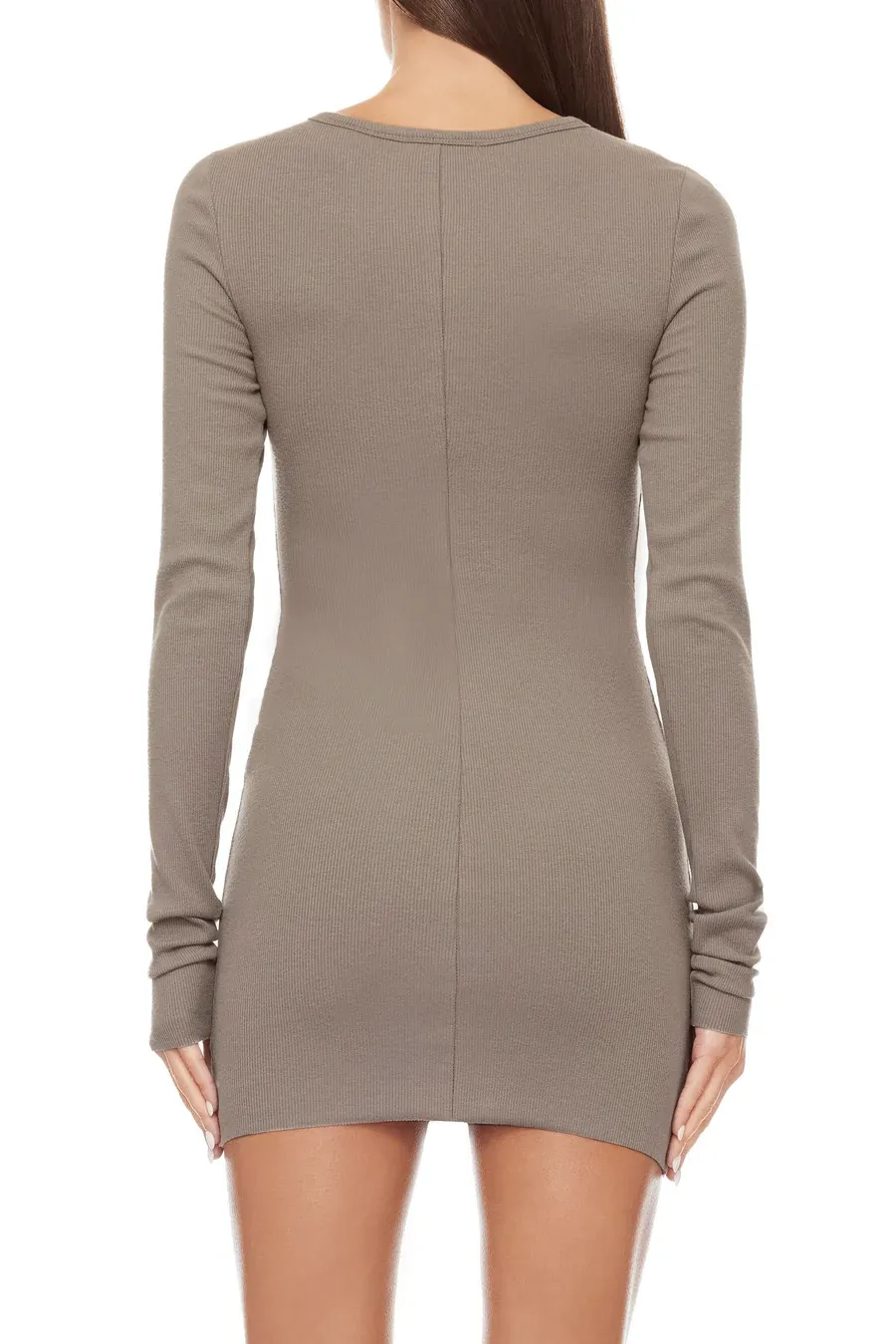 Long Sleeve Crewneck Dress Mini - Clay