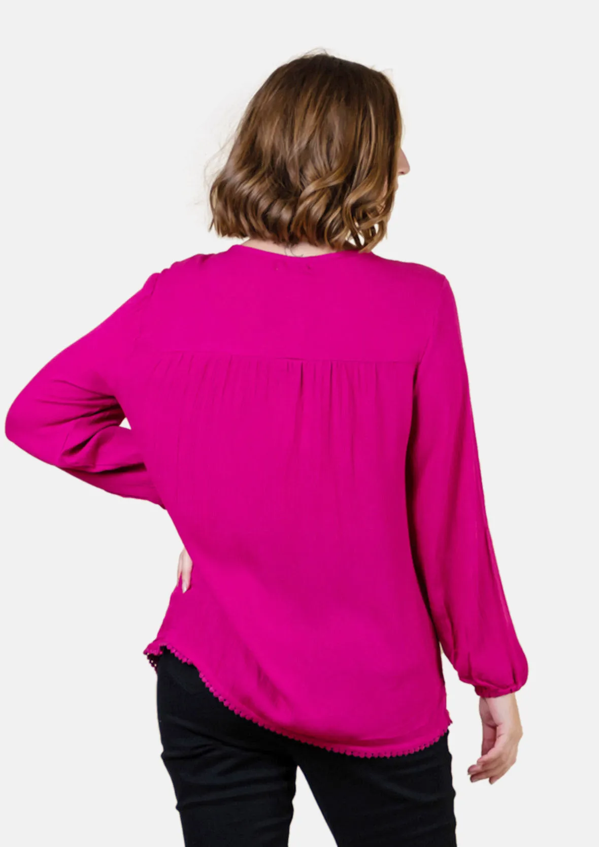 Long Sleeved Top With Broderie Yoke