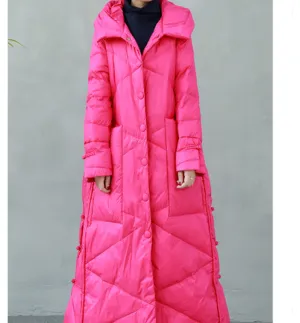 Long Winter Duck Down Jacket Hooded Puffer Down Jacket Women Down Coat 02541