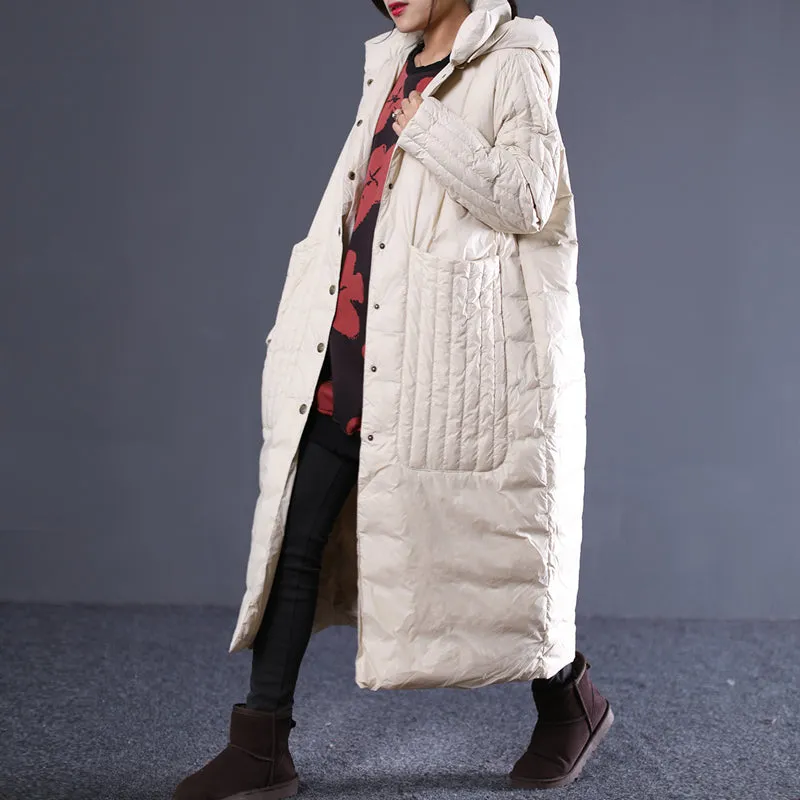 Loose Large Pocket Casual long Hooded  Large Pocket Down Jacket