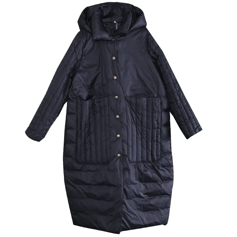 Loose Large Pocket Casual long Hooded  Large Pocket Down Jacket