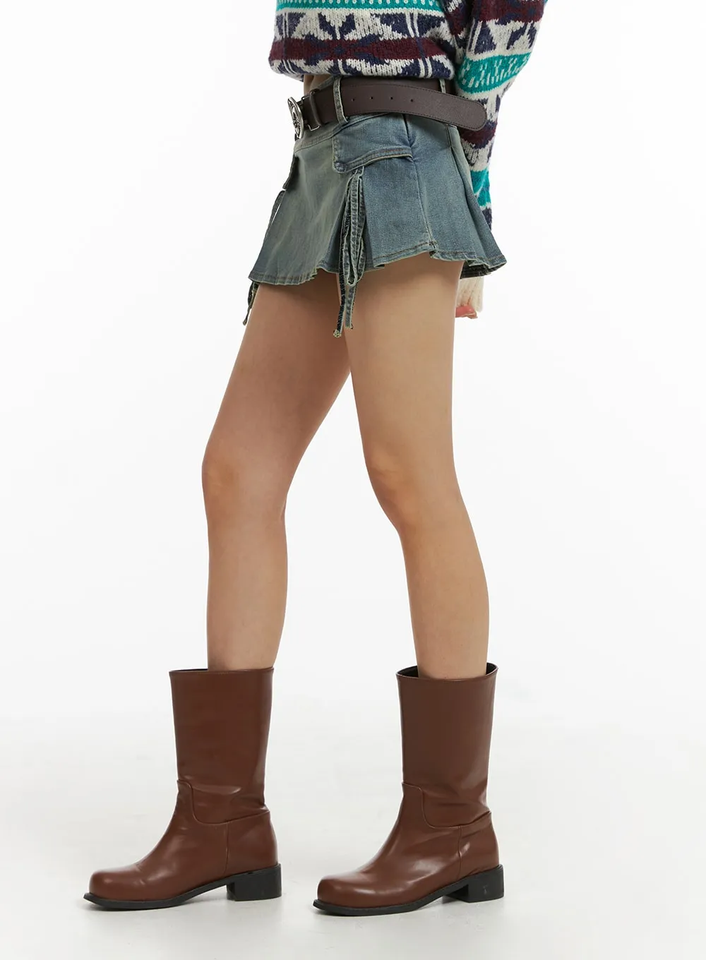 Low Waist Denim Cargo Mini Skirt CJ412