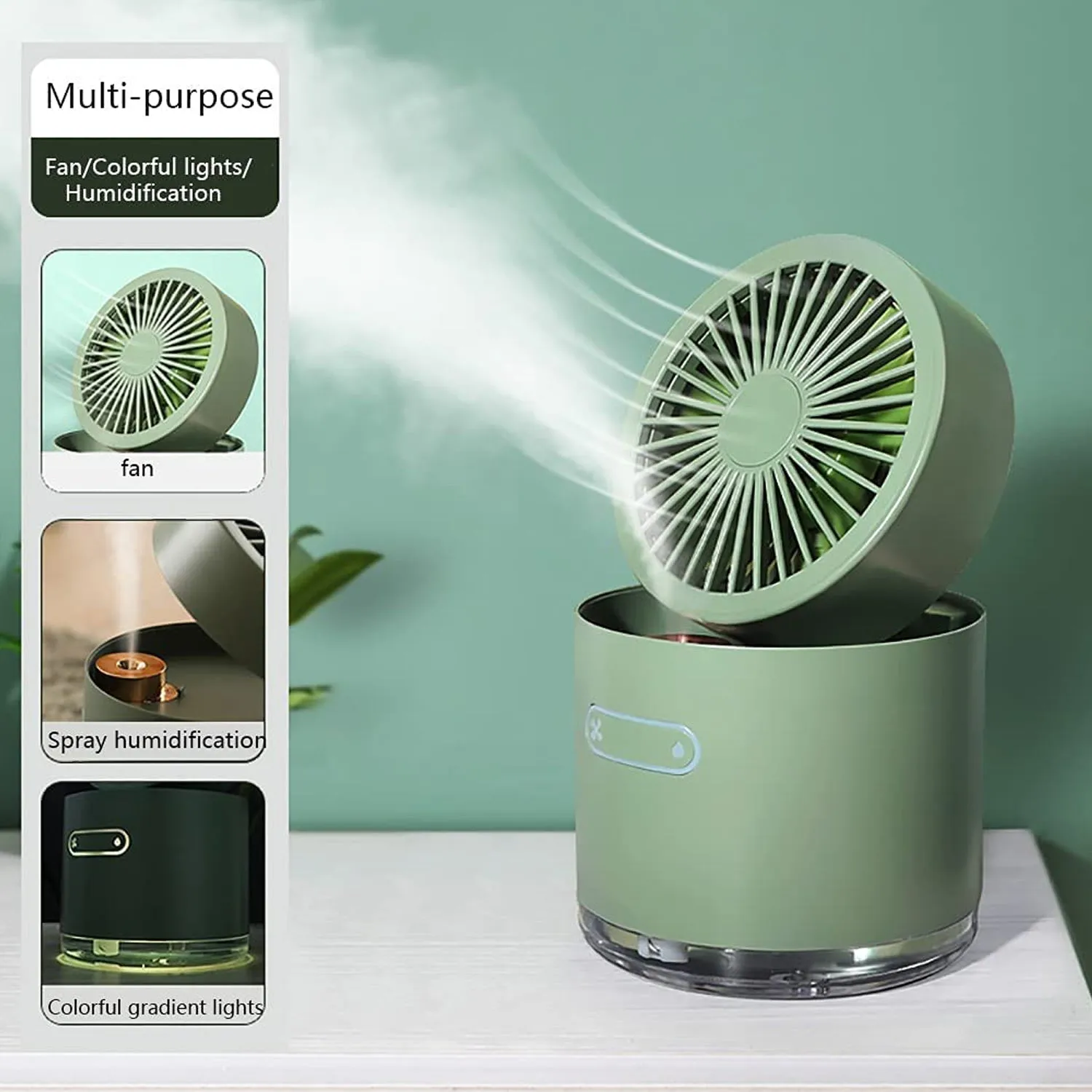 Mini Desktop Cooling Fan, Automatic Shaking Head Rotating Spray humidifier Fan Water Cooling Small Fan Desktop Mini air Conditioning Fan with Small Water Tank (Battery Not Include)