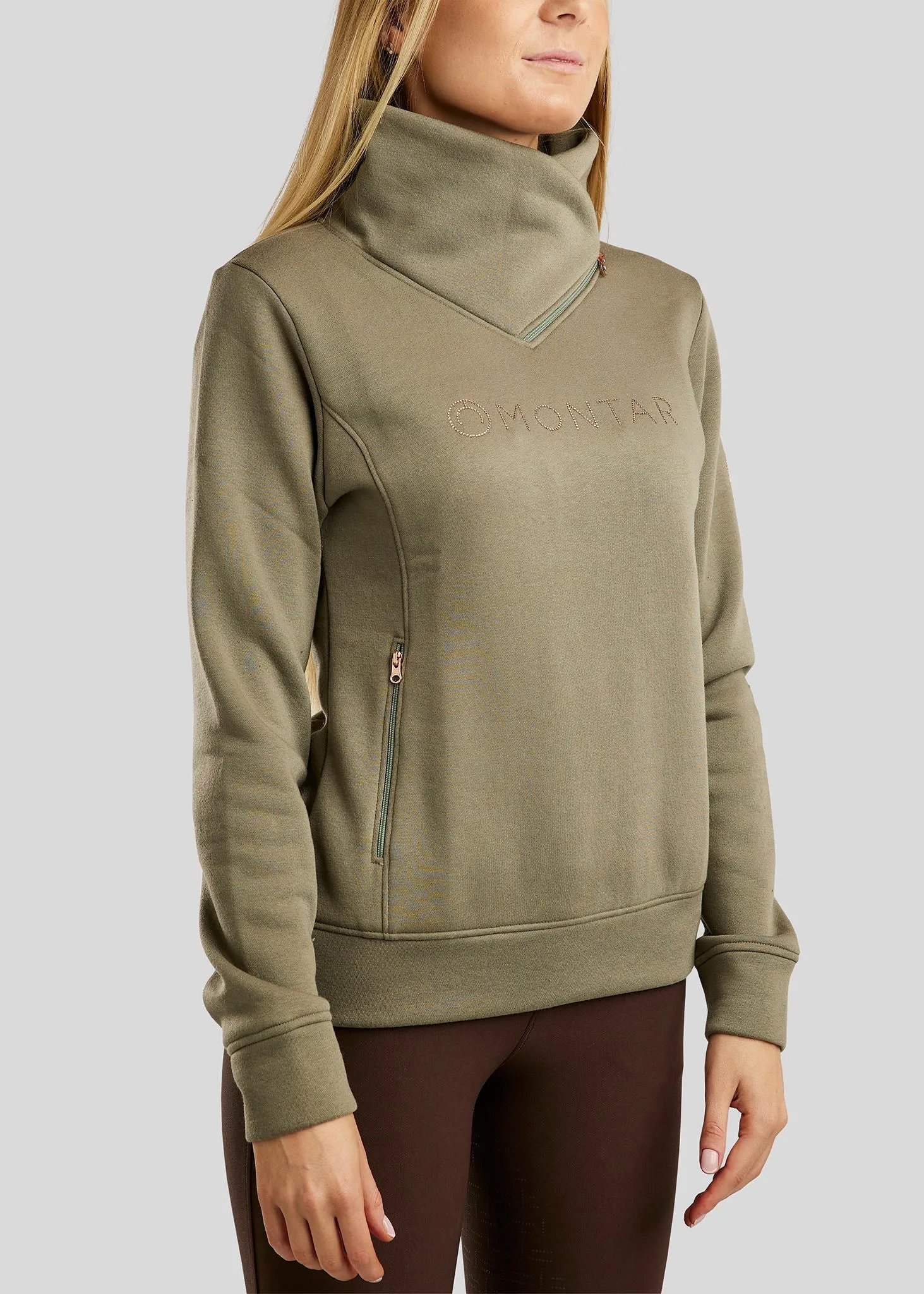 MoNaja Rosegold Crystals Sweater - Dusty Green