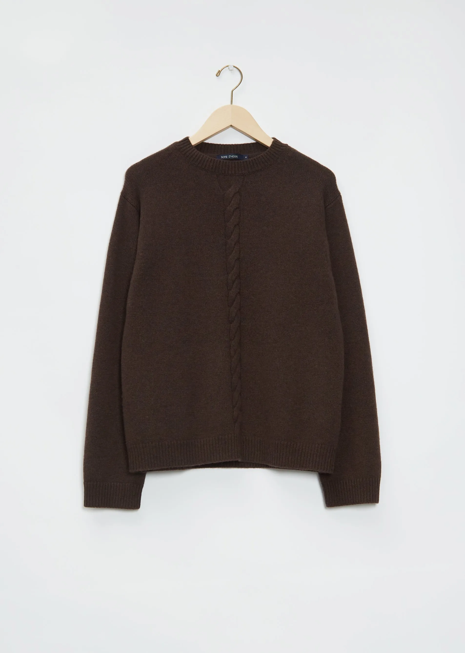 Mood Front Cable Cashmere Sweater — Chocolate